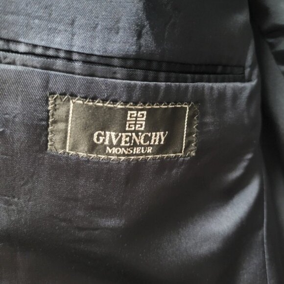 Givenchy Monsieur Wool Suit No Size Micro Houndstooth Jacket Pants Midnight Blue - Picture 5 of 9